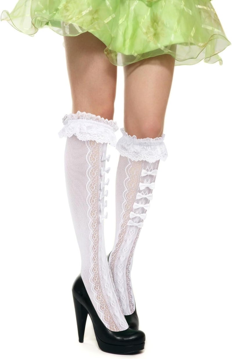 Benefeet Sox Lace Fishnet Knee High Socks Women Girls Ruffle Mesh Knee Highs Lolita Socks Fishnet Stockings - Image 2